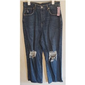 Distressed Highest Rise Baggy Jeans 14/32R Ripped